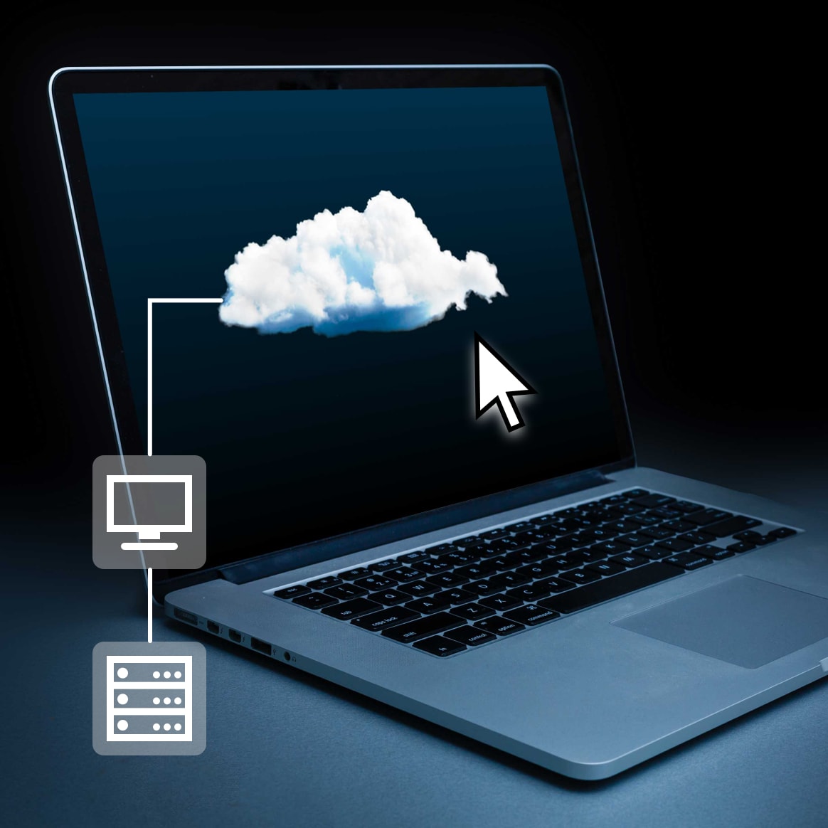laptop connect private clouds and workstations via
